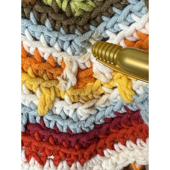 VTG Gap Kids Rainbow Hooded Poncho Fringe 90's Cotton Crochet Sz M/8 Retro - Picture 8 of 9